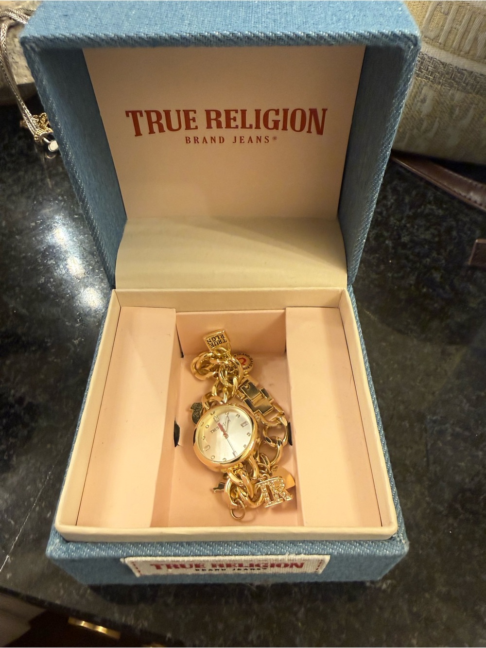 Y2K True Religion charm bracelet watch with box